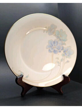 2 Noritake Blue and Gold Salad Plates 8 1/4 in, Porcelain, Contains 2 Plates